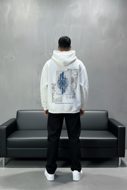Hoodie Blanc Design Artistique Bleu Oversize 5012 - ZG PREMIUM