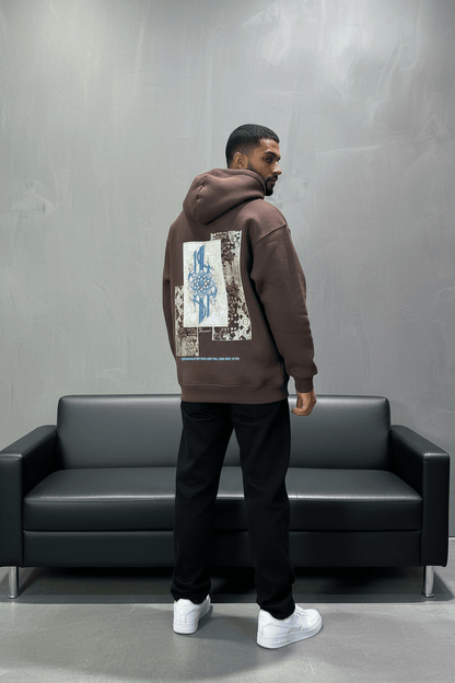 Hoodie Marron Design Artistique Bleu Oversize 5012 - ZG PREMIUM