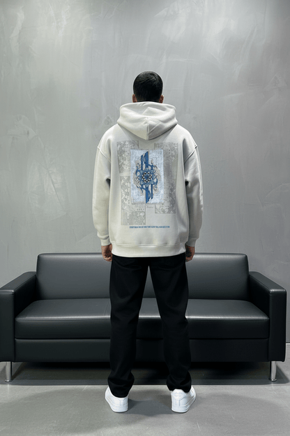 Hoodie beige Design Artistique Bleu Oversize 5012 - ZG PREMIUM