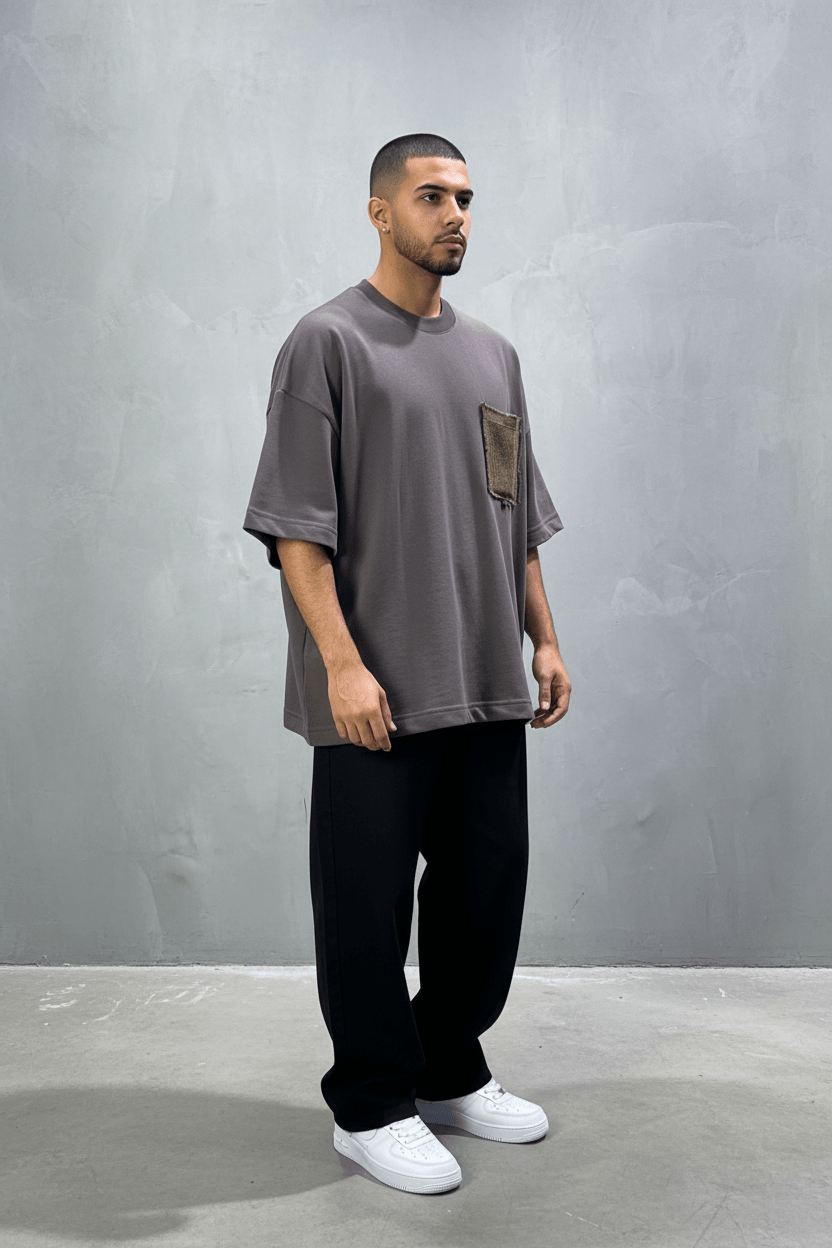 T-Shirt Oversize brown – Poche Denim AJ6368 - ZG PREMIUM