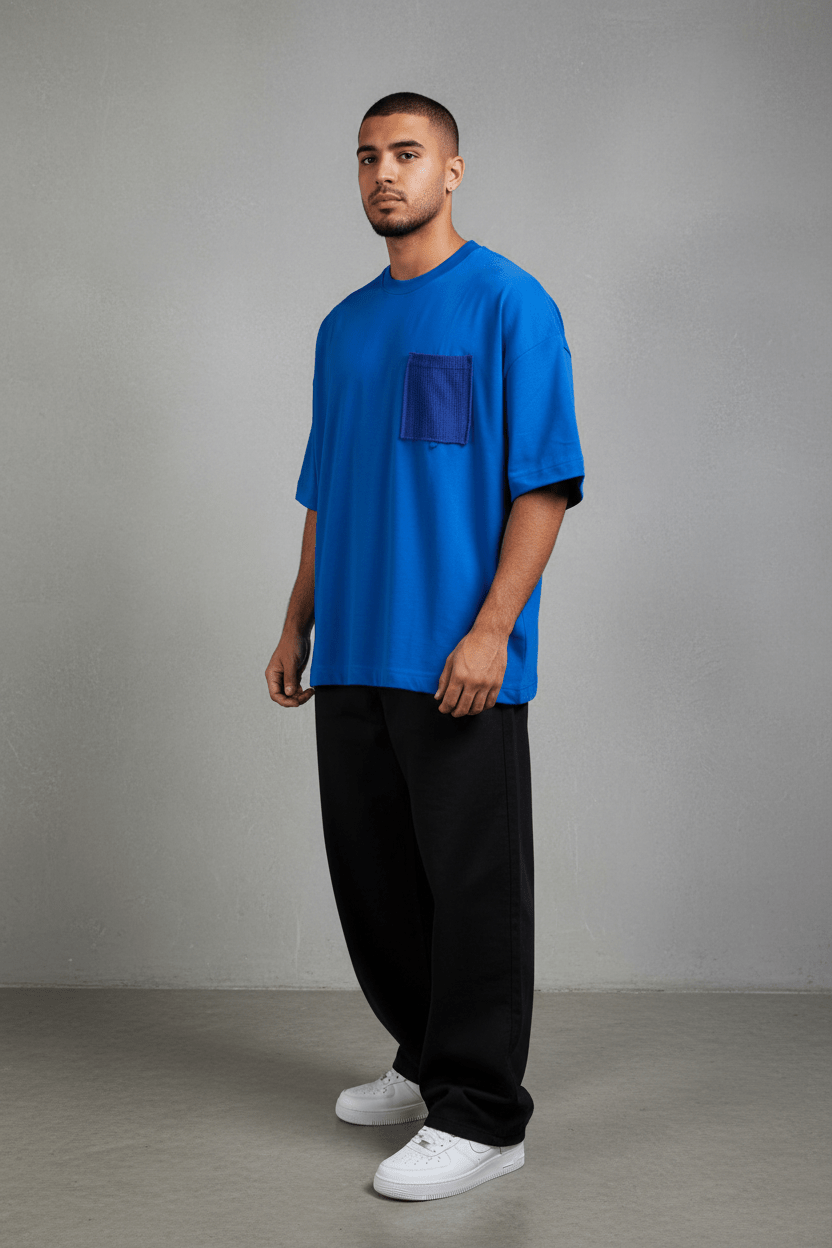 T-Shirt Oversize blue – Poche Denim AJ6368 - ZG PREMIUM