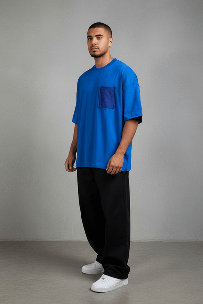 T-Shirt Oversize blue – Poche Denim AJ6368 - ZG PREMIUM