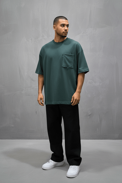 T-Shirt Oversize vert – Poche Denim AJ6368 - ZG PREMIUM