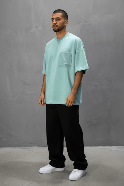 T-Shirt Oversize vert – Poche Denim AJ6368 - ZG PREMIUM