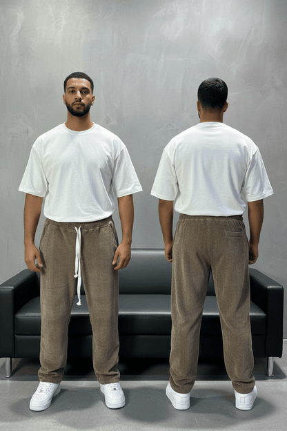 Pantalon Velours Côtelé Beige Baggy 26k126 - ZG PREMIUM