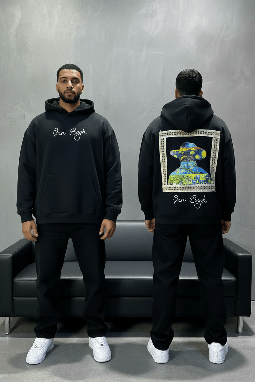 Hoodie Van Gogh Noir Oversize 5005 - ZG PREMIUM