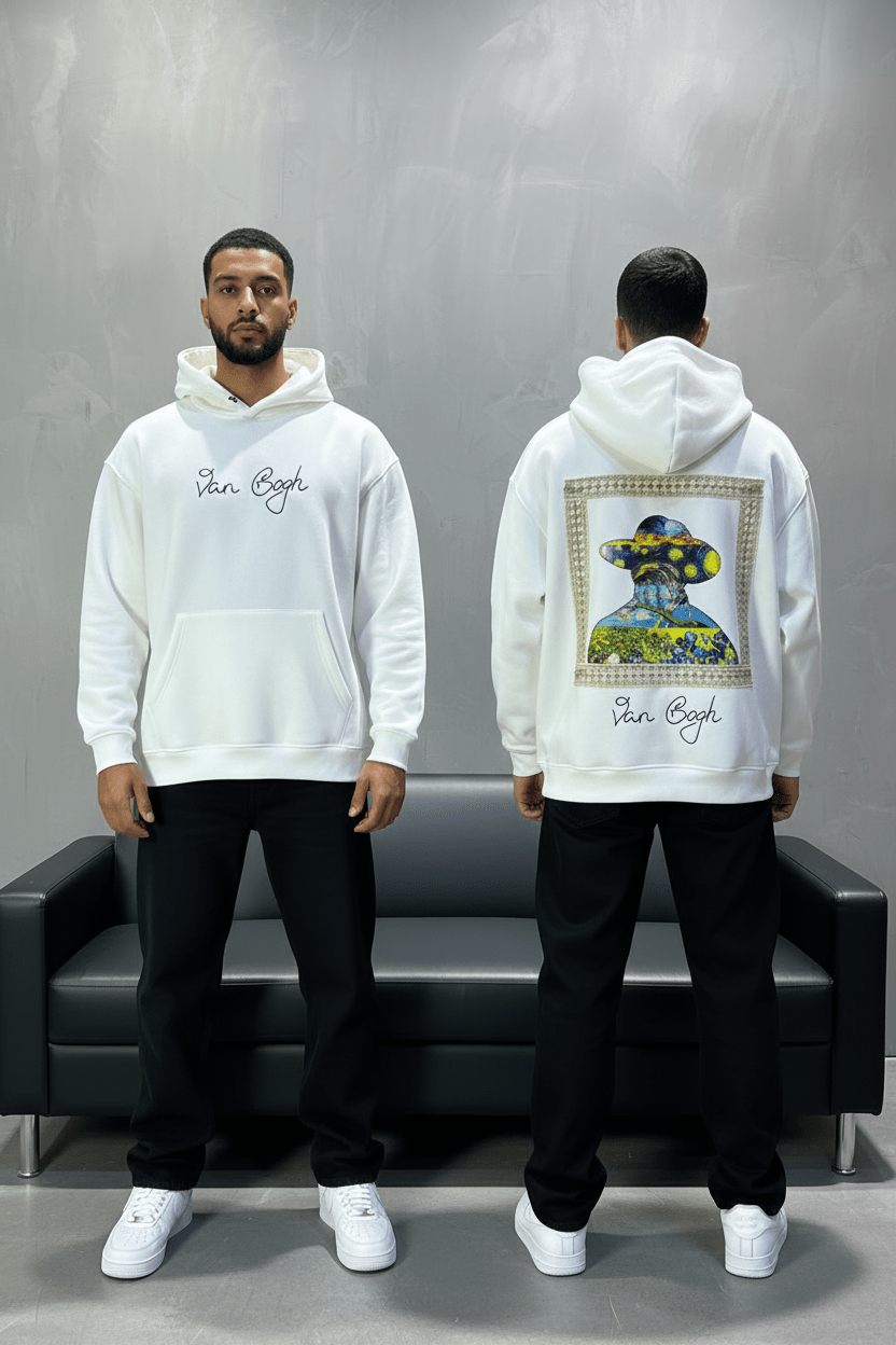 Hoodie Van Gogh Blanc Oversize 5005 - ZG PREMIUM