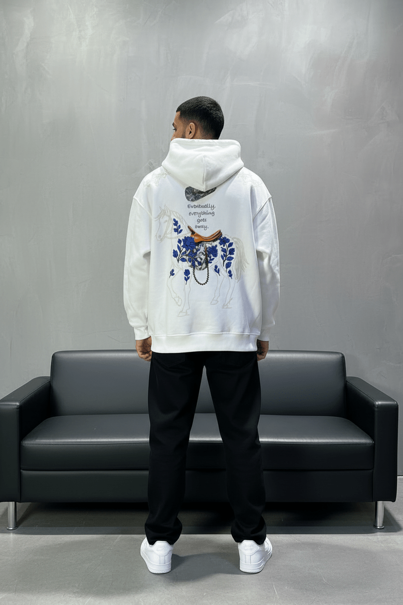 Hoodie Blanc Cheval Oversize 4957 - ZG PREMIUM