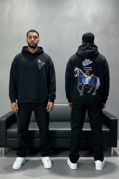 Hoodie Noir Cheval Oversize 4957 - ZG PREMIUM