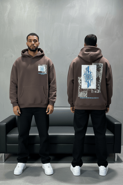 Hoodie Marron Design Artistique Bleu Oversize 5012 - ZG PREMIUM