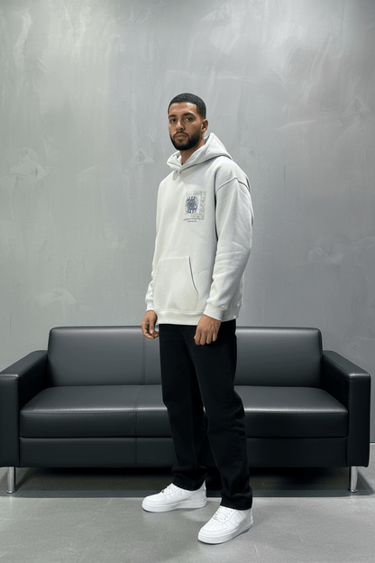 Hoodie beige Design Artistique Bleu Oversize 5012 - ZG PREMIUM