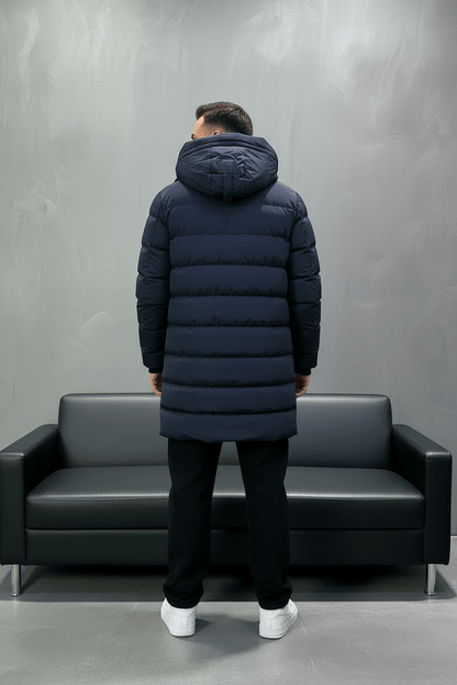 Doudoune Longue Bleu Marine avec Col Sherpa vert 1150 - ZG PREMIUM