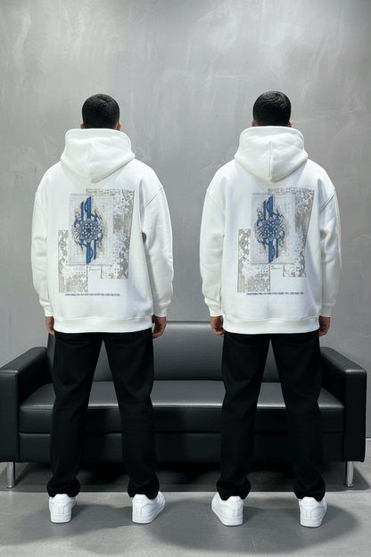Hoodie Blanc Design Artistique Bleu Oversize 5012 - ZG PREMIUM