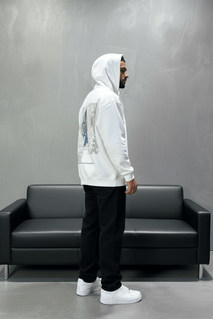 Hoodie Blanc Design Artistique Bleu Oversize 5012 - ZG PREMIUM
