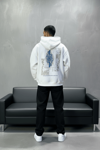 Hoodie Blanc Design Artistique Bleu Oversize 5012 - ZG PREMIUM