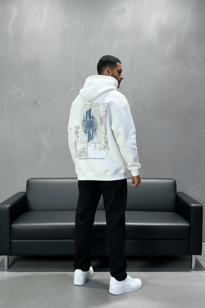 Hoodie Blanc Design Artistique Bleu Oversize 5012 - ZG PREMIUM