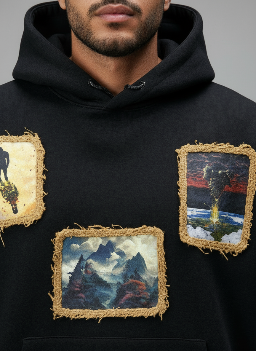 HOODIE SAW OVERSIZE BLACK 4989