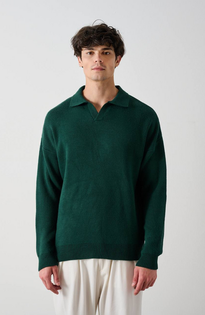 Pull Vert Tricot Polo 2305