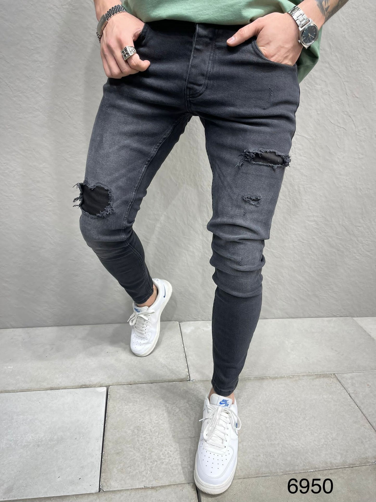 JEANS BLACK Déchiré B6950