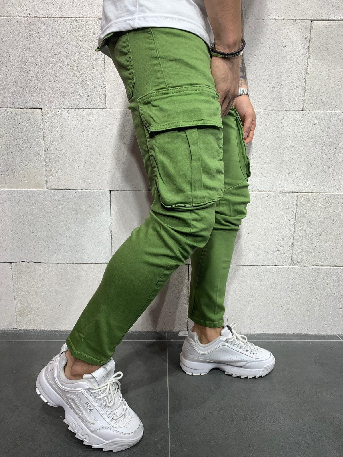 JEANS GREEN CARGO B6488