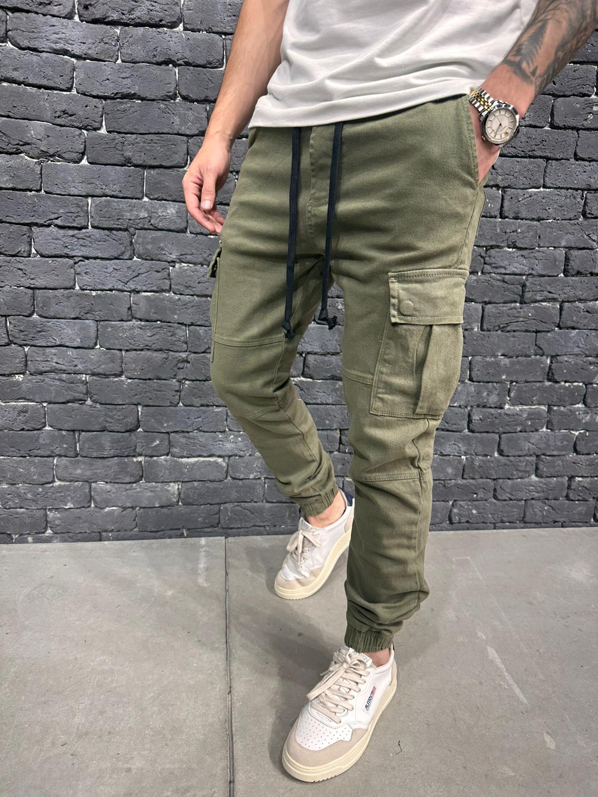 JEANS CARGO HAKI ES 3081