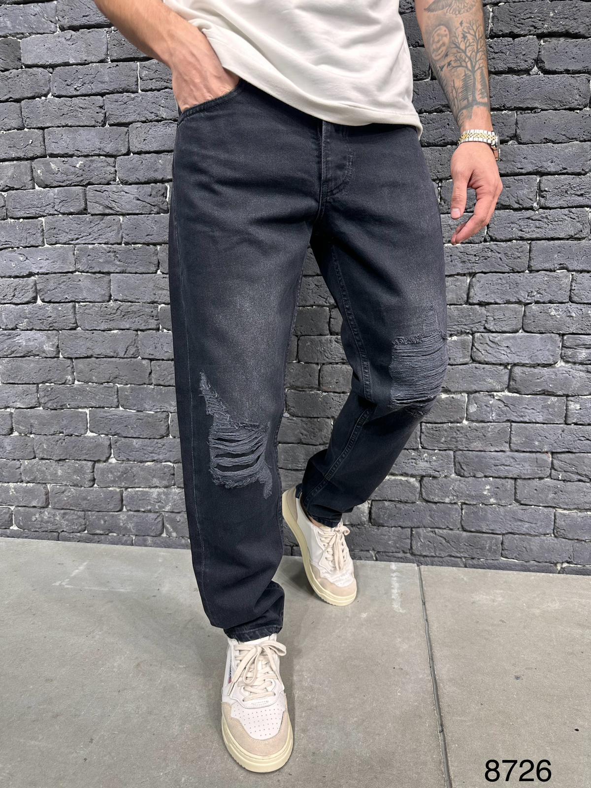 JEANS DROIT BLACK  B8726