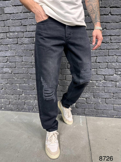 JEANS DROIT BLACK  B8726