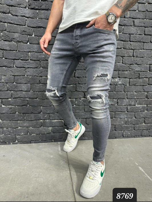 JEANS GREY SLIM Déchiré B8769