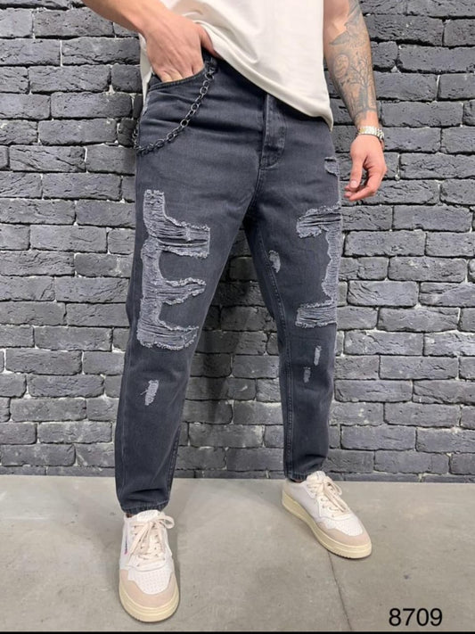 JEANS DROIT BLACK  B8709
