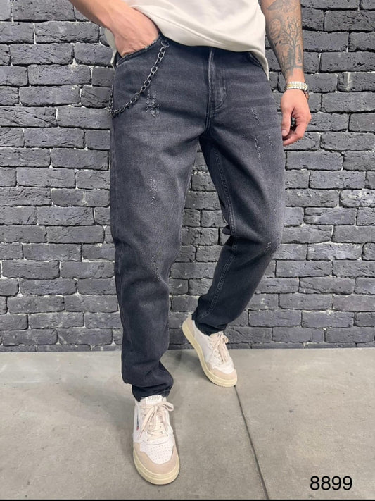 JEANS DROIT BLACK B8899