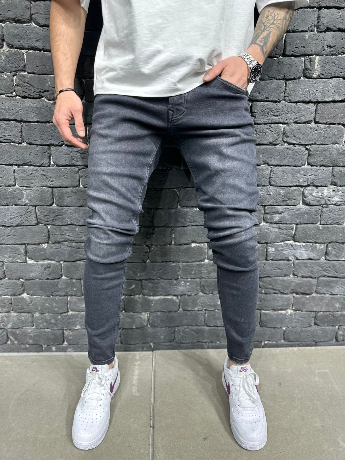 JEANS SLIM GREY B9073