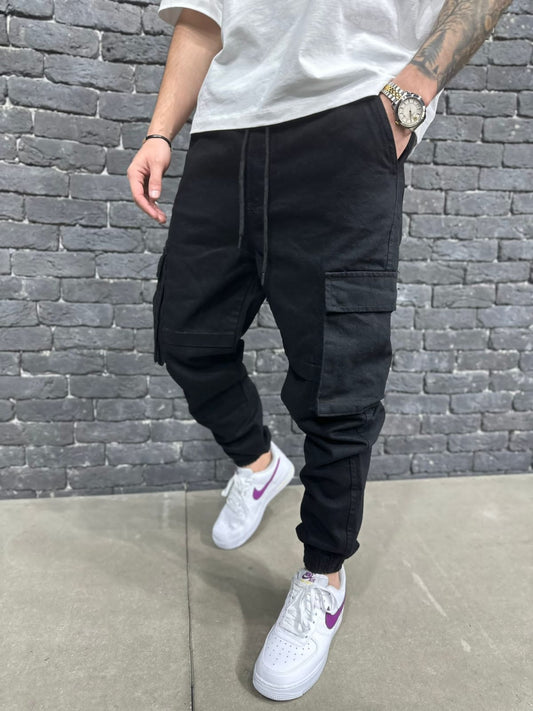JEANS CARGO BLACK B9000