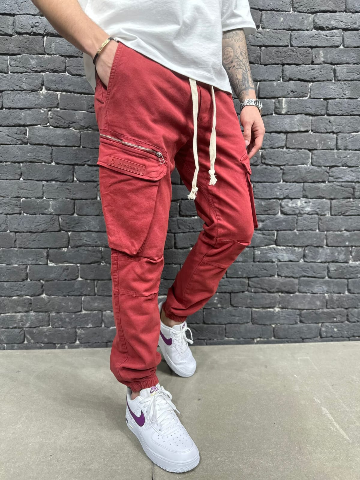 JEANS CARGO RED ES 3088