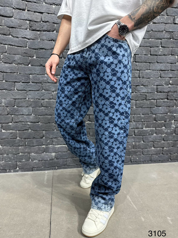 Jeans Baggy Imprimé Floral All-Over — ES3105