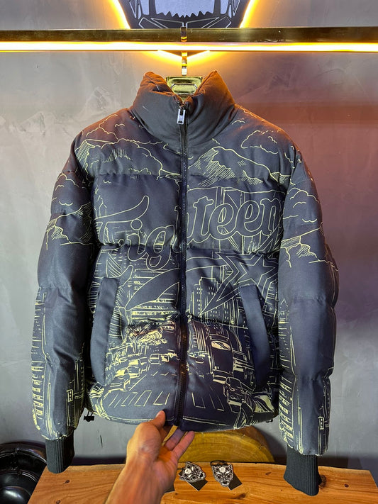 PUFER JACKET DIGITAL STYLE BLACK 5667