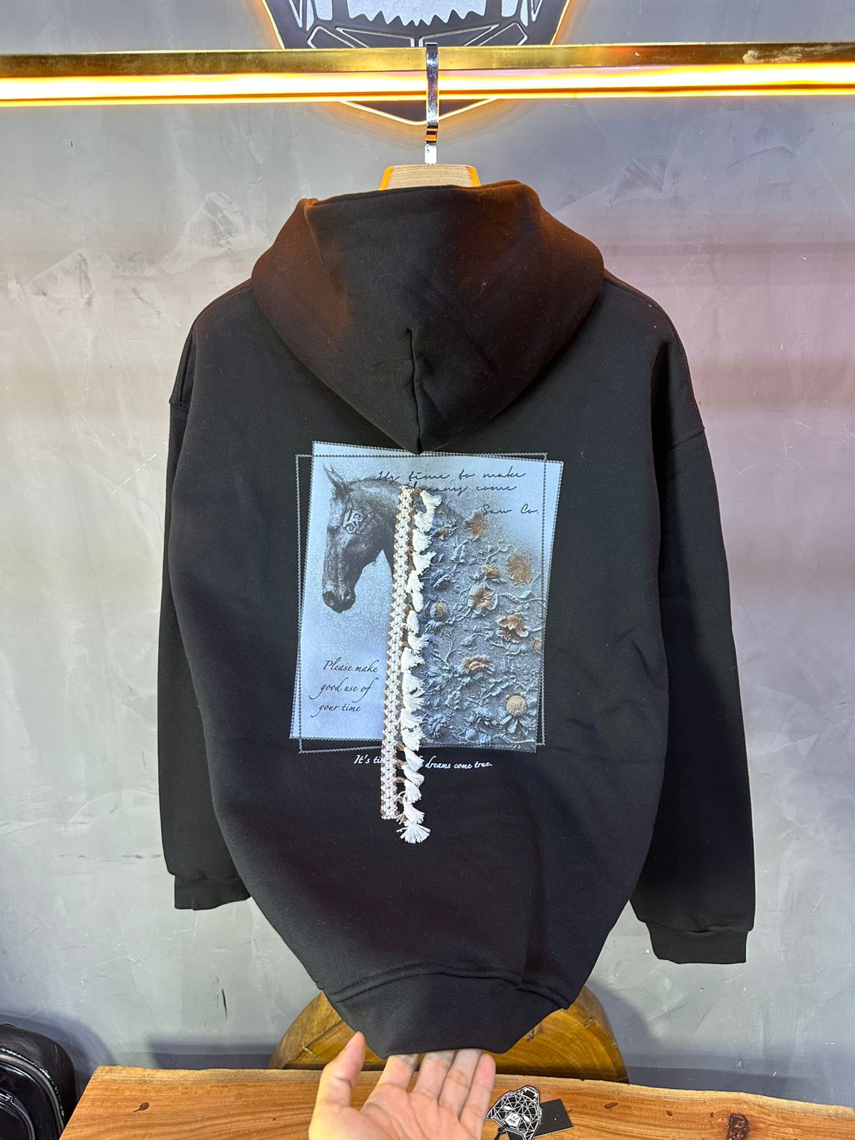 HOODIE SAW OVERSIZE BLACK 4962