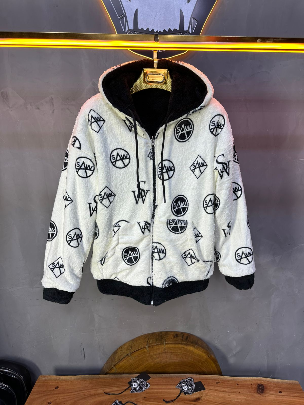 JACKET DOUBLE FAC OVER BLACK/WHITE 4950