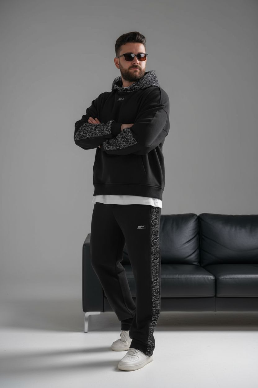 Ensemble survêtement oversize homme noir 6521