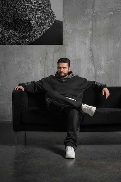 Ensemble survêtement oversize homme noir 6521
