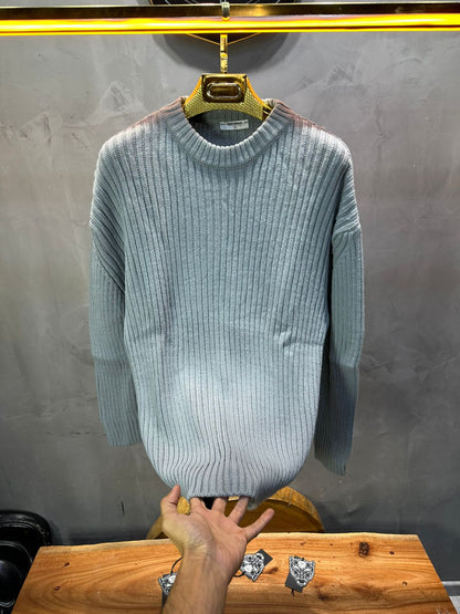 Pull gris Tricot Côtelé 1902