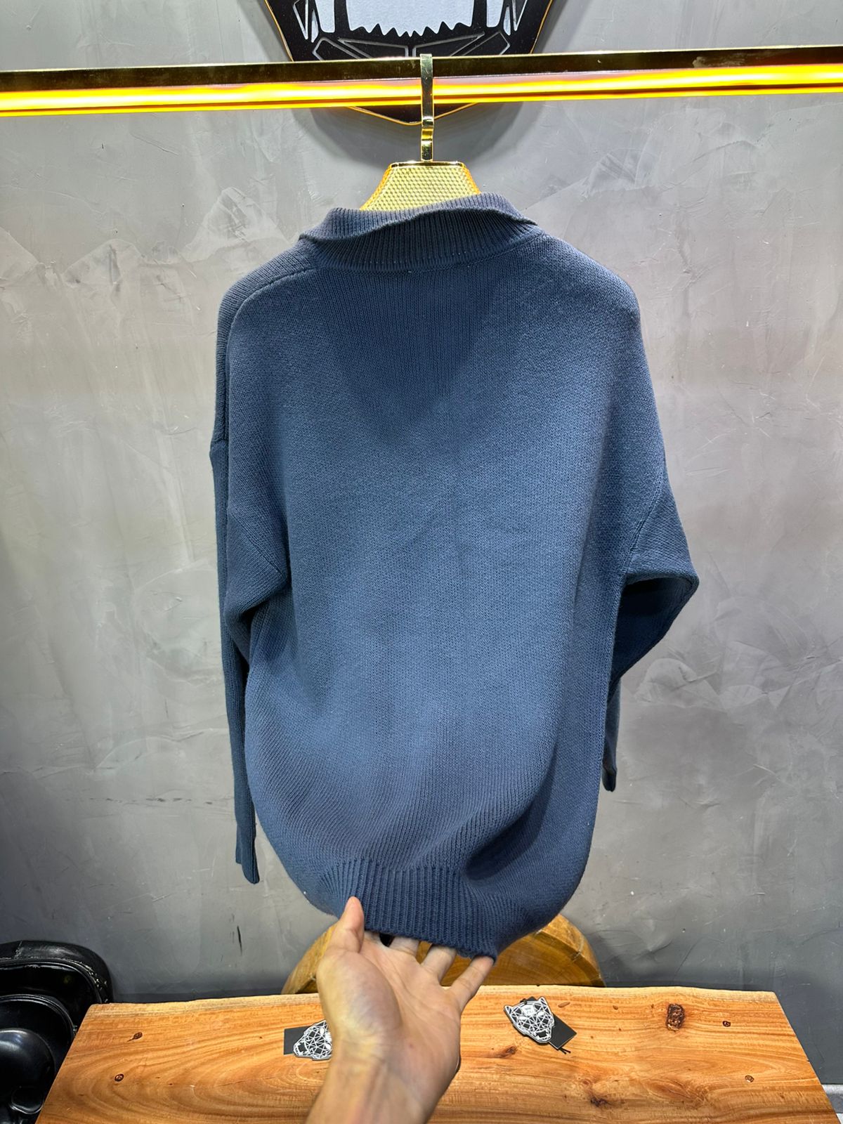 Pull bleu Tricot Polo 2305