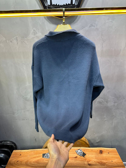 Pull bleu Tricot Polo 2305