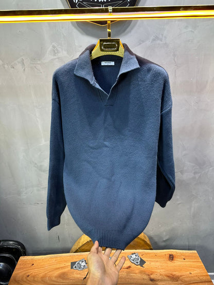 Pull bleu Tricot Polo 2305