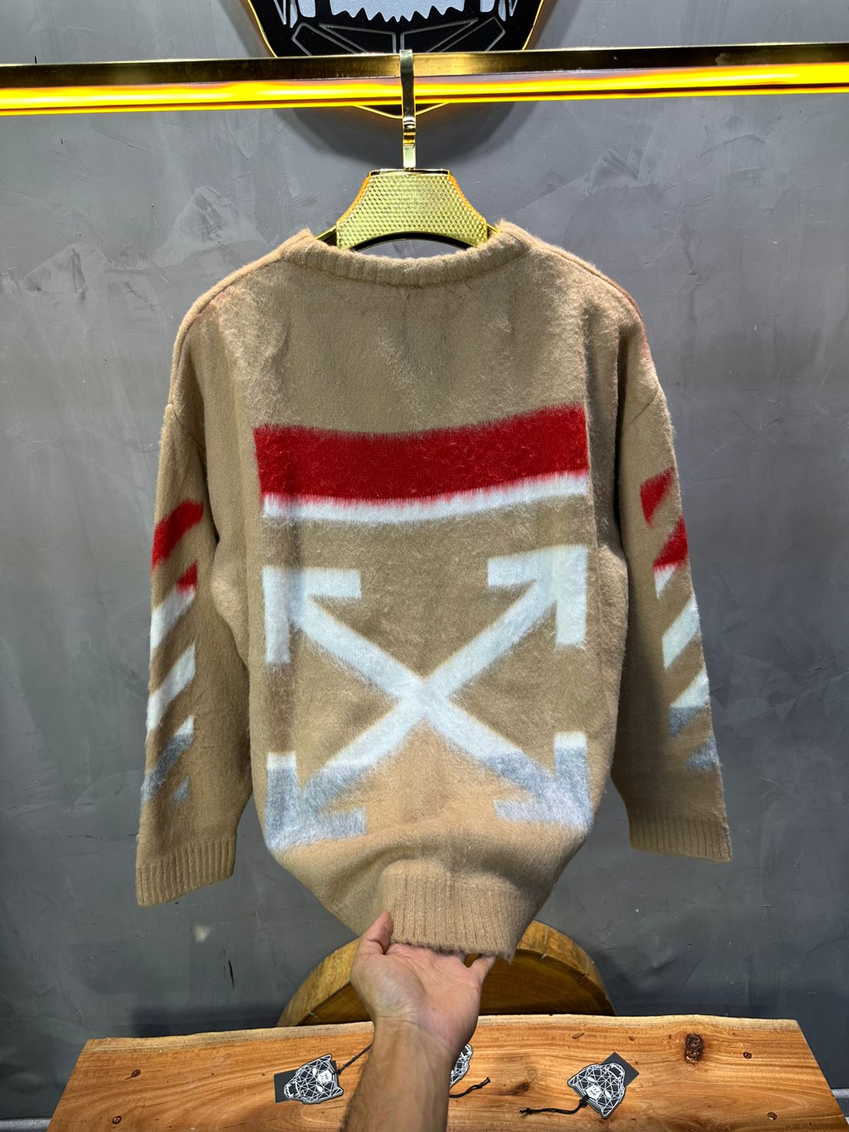 PULL TRICOT BEIGE GRAPHIQUE 5108 - ZG PREMIUM