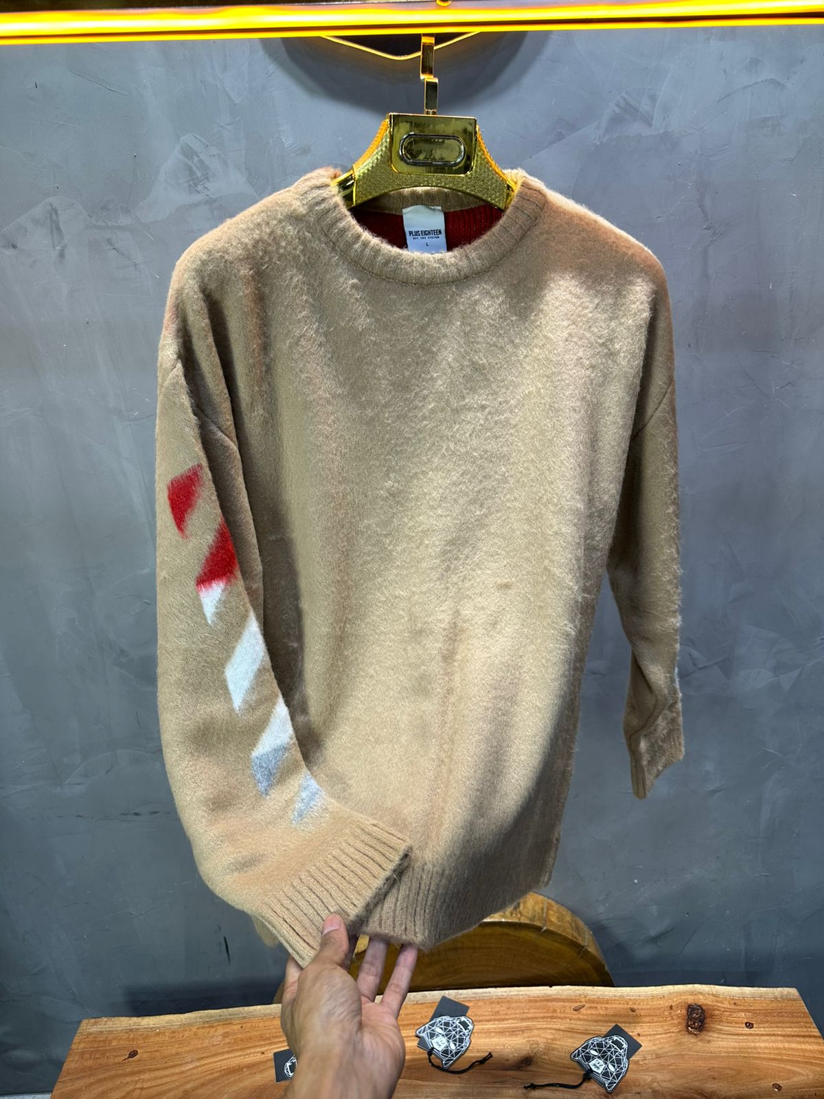 PULL TRICOT BEIGE GRAPHIQUE 5108 - ZG PREMIUM