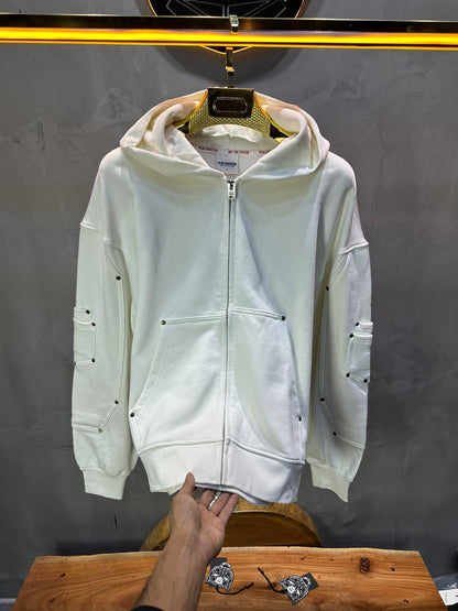 HOODIE BLANC ZIP 5190 - ZG PREMIUM