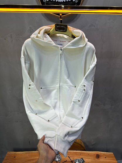 HOODIE BLANC ZIP 5190 - ZG PREMIUM