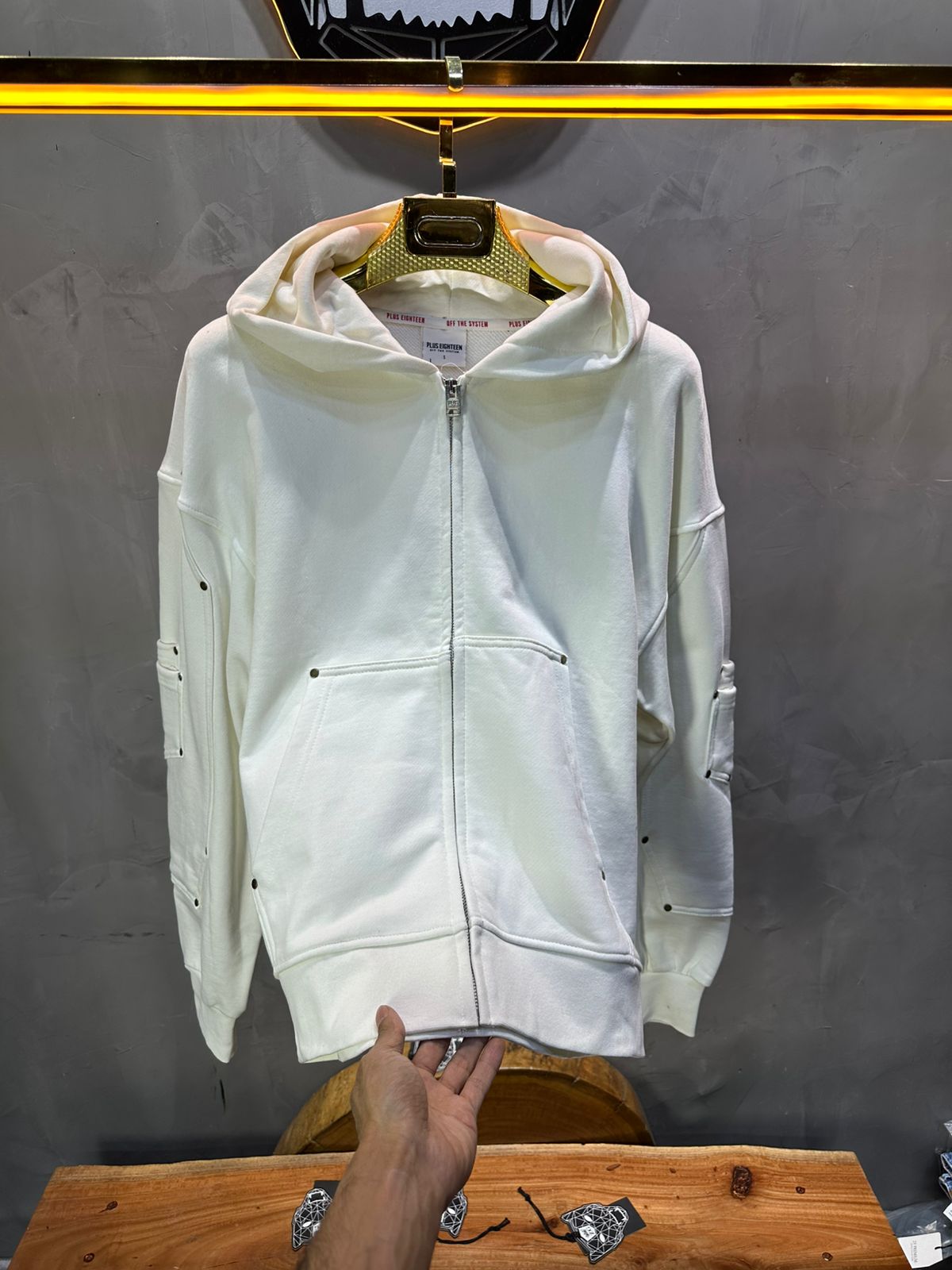 HOODIE BLANC ZIP 5190 - ZG PREMIUM
