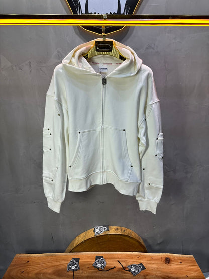 HOODIE BLANC ZIP 5190 - ZG PREMIUM