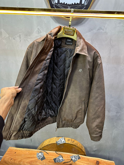 BOMBER CUIR KAKI CLASSIQUE 122